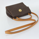 CELINE Macadam Canvas Star Ball Hand Bag PVC Leather 2way Brown Gold Auth 194593-8