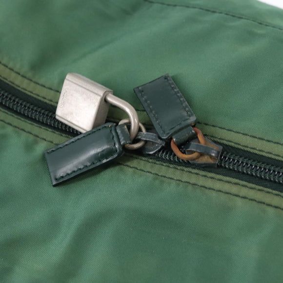 PRADA Boston Bag Nylon 2way Green Silver Auth 194594