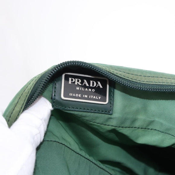 PRADA Boston Bag Nylon 2way Green Silver Auth 194594