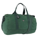 PRADA Boston Bag Nylon 2way Green Silver Auth 194594-1