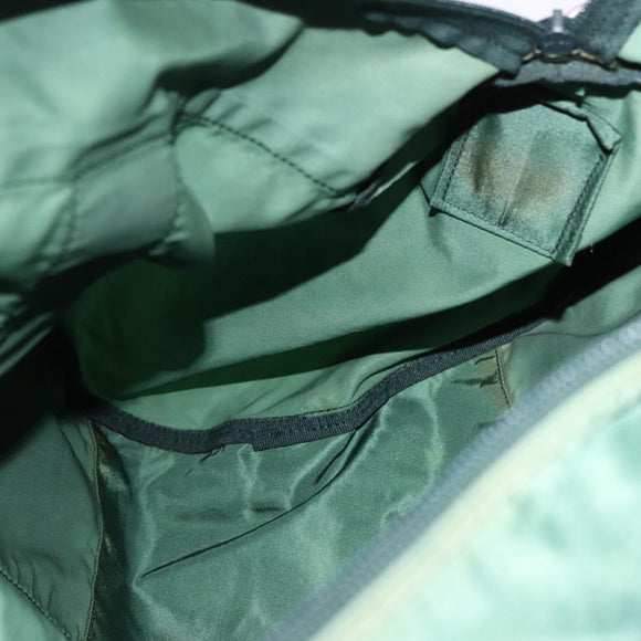 PRADA Boston Bag Nylon 2way Green Silver Auth 194594