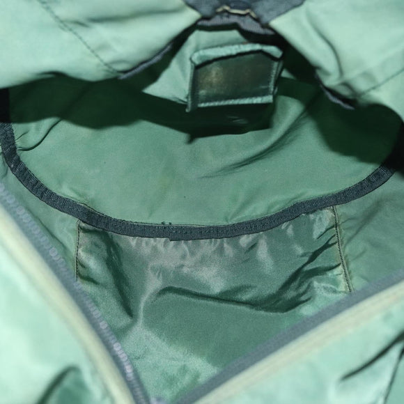 PRADA Boston Bag Nylon 2way Green Silver Auth 194594