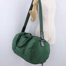 PRADA Boston Bag Nylon 2way Green Silver Auth 194594-23