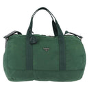PRADA Boston Bag Nylon 2way Green Silver Auth 194594-13