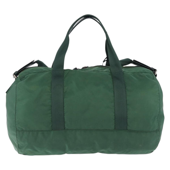 PRADA Boston Bag Nylon 2way Green Silver Auth 194594
