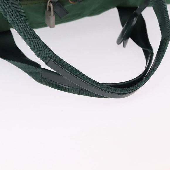 PRADA Boston Bag Nylon 2way Green Silver Auth 194594