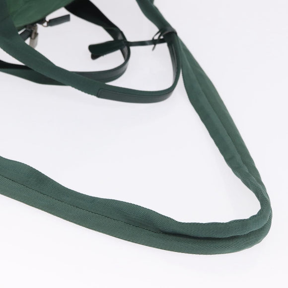 PRADA Boston Bag Nylon 2way Green Silver Auth 194594