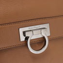 Salvatore Ferragamo Sofia Gancini Hand Bag Leather 2way Beige Silver Auth 194596A-19