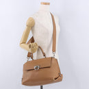 Salvatore Ferragamo Sofia Gancini Hand Bag Leather 2way Beige Silver Auth 194596A-28