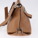 Salvatore Ferragamo Sofia Gancini Hand Bag Leather 2way Beige Silver Auth 194596A-4
