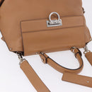 Salvatore Ferragamo Sofia Gancini Hand Bag Leather 2way Beige Silver Auth 194596A-7