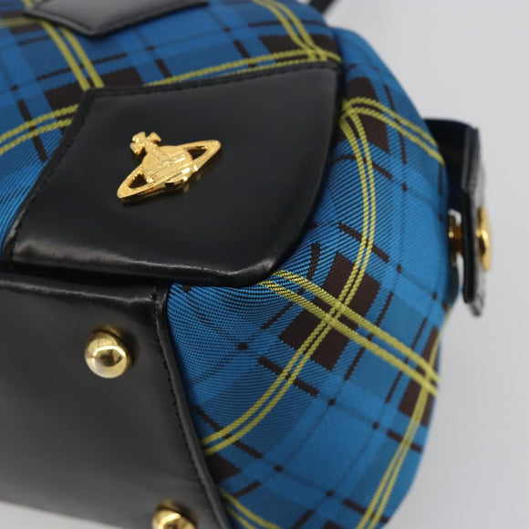Vivienne Westwood Hand Bag Canvas Blue Gold Auth 194607A