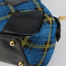 Vivienne Westwood Hand Bag Canvas Blue Gold Auth 194607A-15