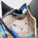 Vivienne Westwood Hand Bag Canvas Blue Gold Auth 194607A-18