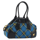 Vivienne Westwood Hand Bag Canvas Blue Gold Auth 194607A-1