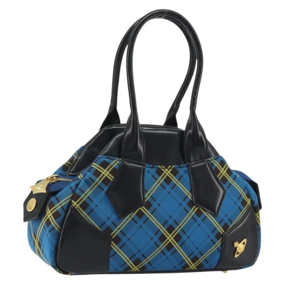 Vivienne Westwood Hand Bag Canvas Blue Gold Auth 194607A