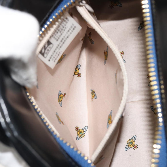 Vivienne Westwood Hand Bag Canvas Blue Gold Auth 194607A
