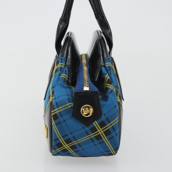 Vivienne Westwood Hand Bag Canvas Blue Gold Auth 194607A