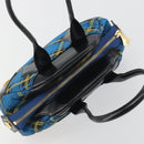 Vivienne Westwood Hand Bag Canvas Blue Gold Auth 194607A-6