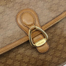 CELINE Macadam Canvas Shoulder Bag PVC Beige Gold Auth 194609-17