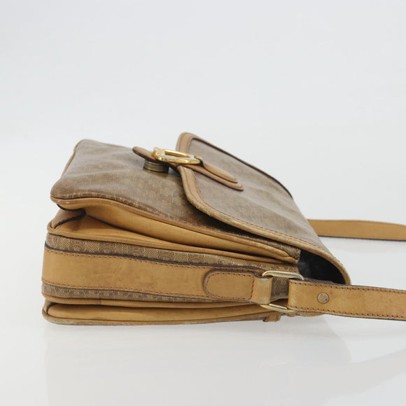 CELINE Macadam Canvas Shoulder Bag PVC Beige Gold Auth 194609