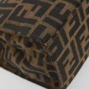 FENDI Zucca Canvas Mamma Baguette Tote Bag Brown Black Auth 194611-14