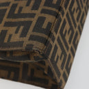 FENDI Zucca Canvas Mamma Baguette Tote Bag Brown Black Auth 194611-16