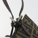 FENDI Zucca Canvas Mamma Baguette Tote Bag Brown Black Auth 194611-17