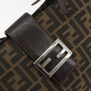 FENDI Zucca Canvas Mamma Baguette Tote Bag Brown Black Auth 194611-18