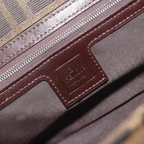 FENDI Zucca Canvas Mamma Baguette Tote Bag Brown Black Auth 194611
