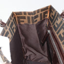 FENDI Zucca Canvas Mamma Baguette Tote Bag Brown Black Auth 194611-22