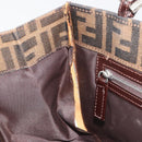 FENDI Zucca Canvas Mamma Baguette Tote Bag Brown Black Auth 194611-11