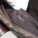 FENDI Zucca Canvas Mamma Baguette Tote Bag Brown Black Auth 194611-12