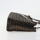 FENDI Zucca Canvas Mamma Baguette Tote Bag Brown Black Auth 194611-3