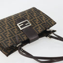 FENDI Zucca Canvas Mamma Baguette Tote Bag Brown Black Auth 194611-6