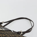 FENDI Zucca Canvas Mamma Baguette Tote Bag Brown Black Auth 194611-8