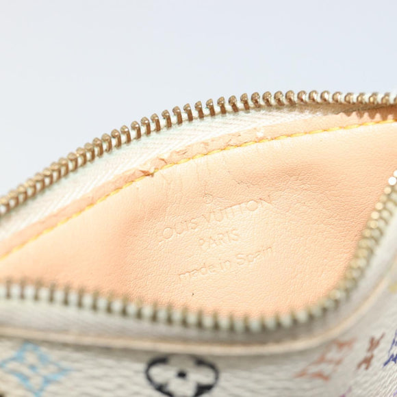 LOUIS VUITTON Monogram Multicolor Pochette Cles Purse White M92655 Auth 194618