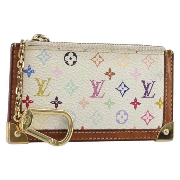 LOUIS VUITTON Monogram Multicolor Pochette Cles Purse White M92655 Auth 194618