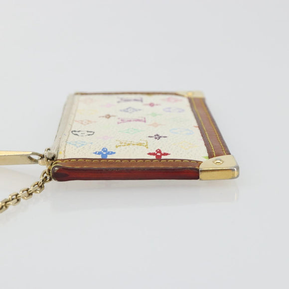 LOUIS VUITTON Monogram Multicolor Pochette Cles Purse White M92655 Auth 194618