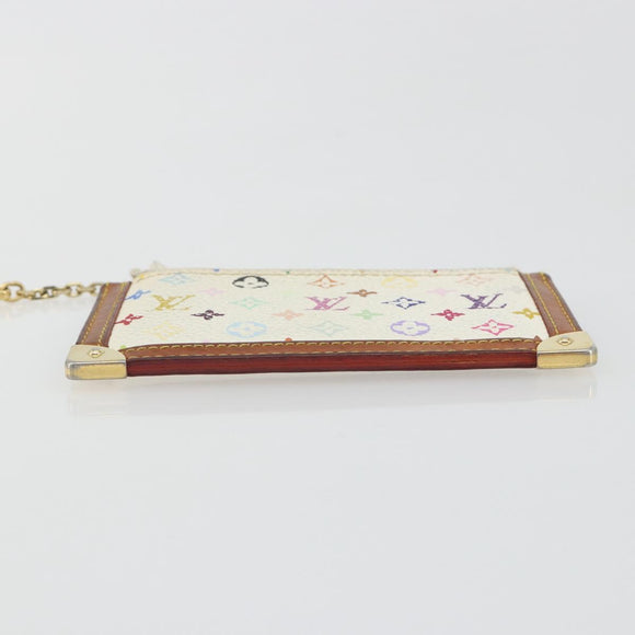 LOUIS VUITTON Monogram Multicolor Pochette Cles Purse White M92655 Auth 194618