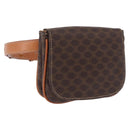 CELINE Macadam Canvas Waist Pouch PVC Leather Brown Gold Auth 194626A-1