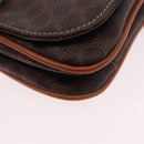 CELINE Macadam Canvas Waist Pouch PVC Leather Brown Gold Auth 194626A-15