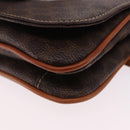 CELINE Macadam Canvas Waist Pouch PVC Leather Brown Gold Auth 194626A-16
