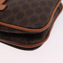 CELINE Macadam Canvas Waist Pouch PVC Leather Brown Gold Auth 194626A-17