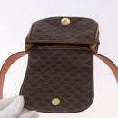 CELINE Macadam Canvas Waist Pouch PVC Leather Brown Gold Auth 194626A-9