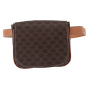 CELINE Macadam Canvas Waist Pouch PVC Leather Brown Gold Auth 194626A-13