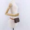 CELINE Macadam Canvas Waist Pouch PVC Leather Brown Gold Auth 194626A-22
