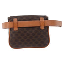 CELINE Macadam Canvas Waist Pouch PVC Leather Brown Gold Auth 194626A-2