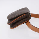 CELINE Macadam Canvas Waist Pouch PVC Leather Brown Gold Auth 194626A-3