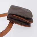 CELINE Macadam Canvas Waist Pouch PVC Leather Brown Gold Auth 194626A-4